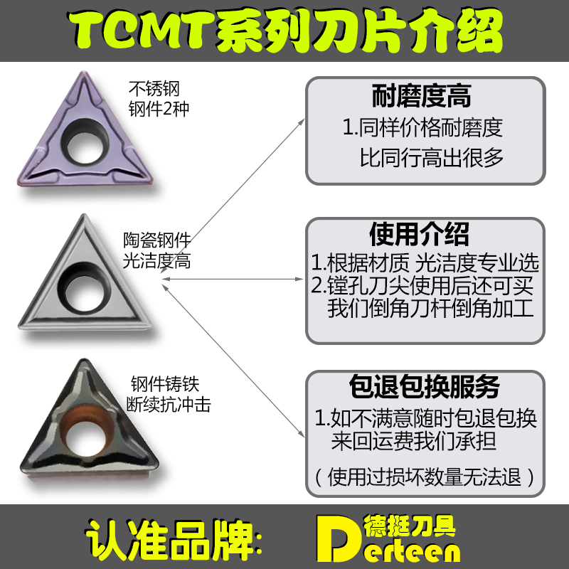 数控内孔刀片 三角形镗孔倒角刀片刀粒TCMT110204/16t304
