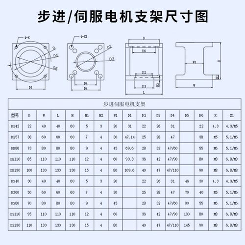 57/60/80/86/110/130/步进/伺服/电机固定支架卧式安装支撑座铸铝