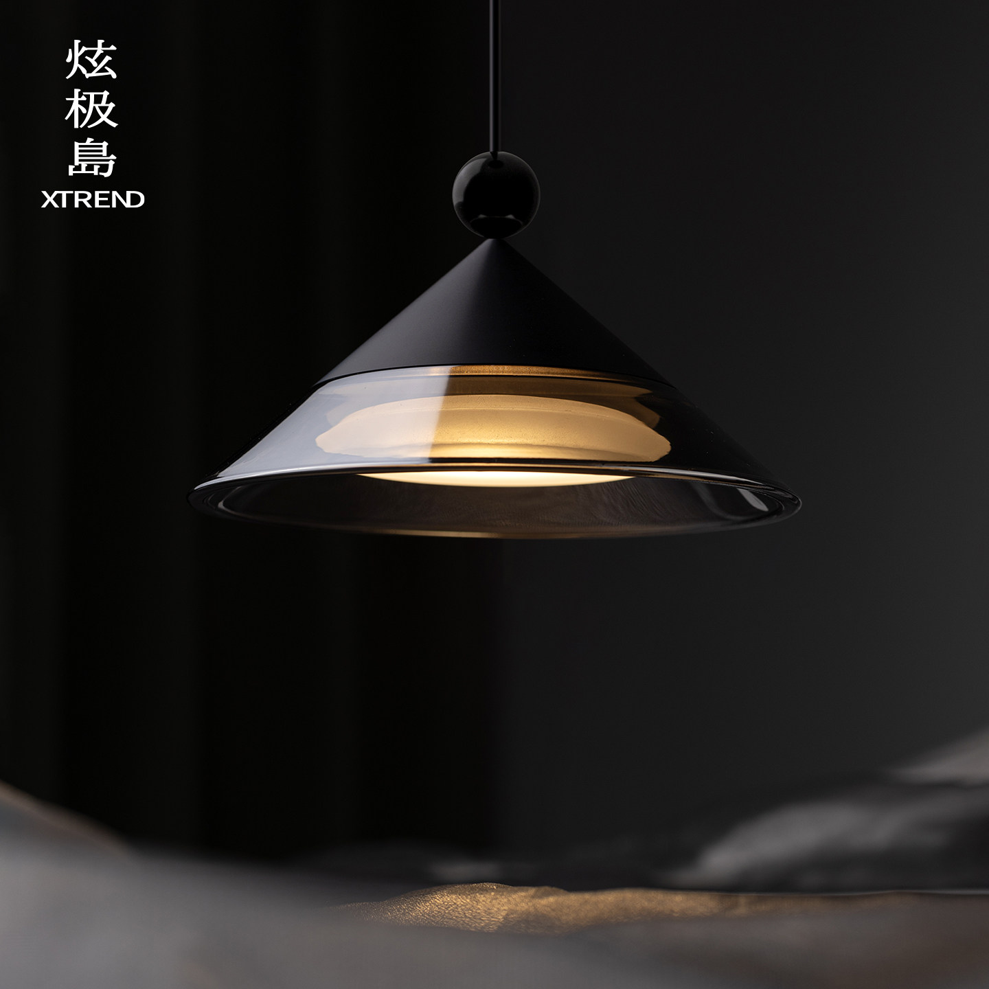 炫极岛可升降床头吊灯2026新款意式极简创意高级感玻璃床头吊线灯