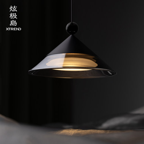 意式极简高级感升降玻璃床头吊灯