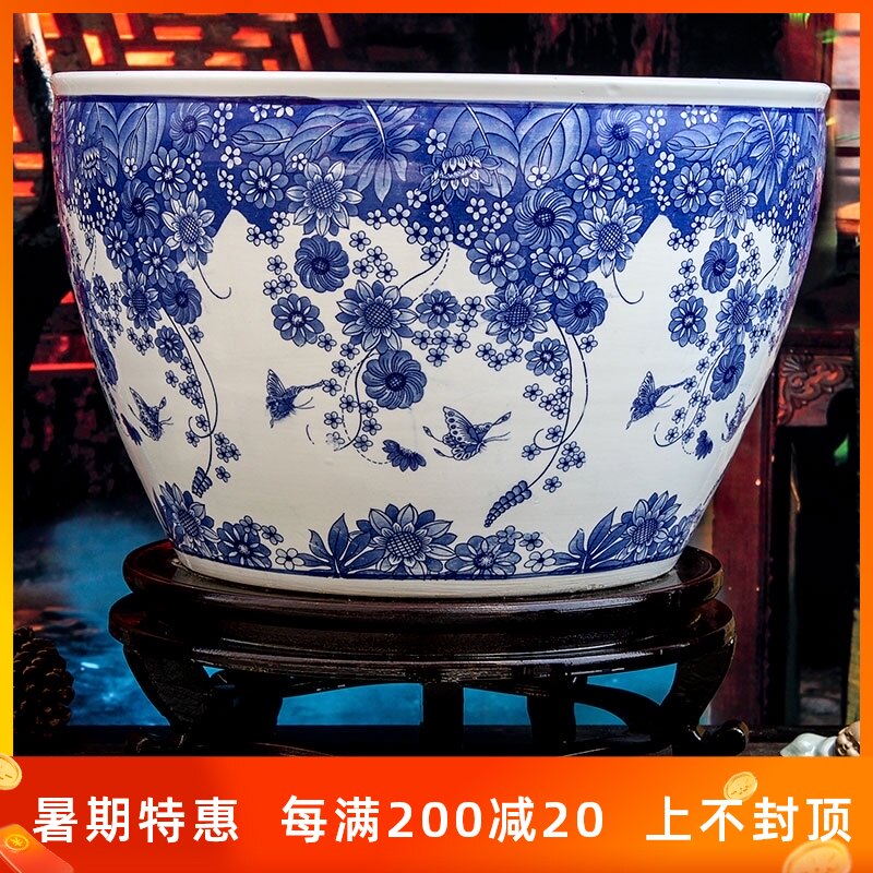 包邮景德镇陶瓷鱼缸特大号创意青花养荷花碗莲睡莲金鱼乌龟缸锦鲤
