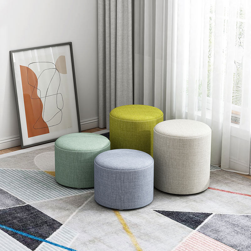 布艺家用矮凳客厅简约圆凳沙发凳小型茶几凳简易脚踏换鞋凳小板凳