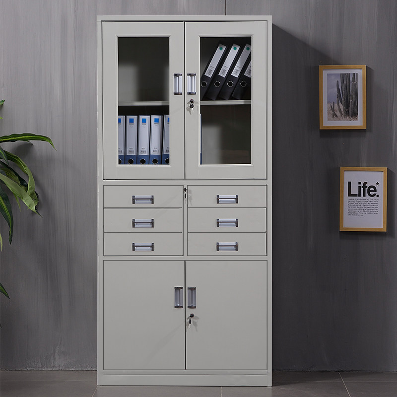 A4钢制中六斗文件柜整理档案柜办公室书柜铁柜带锁凭证柜资料柜子