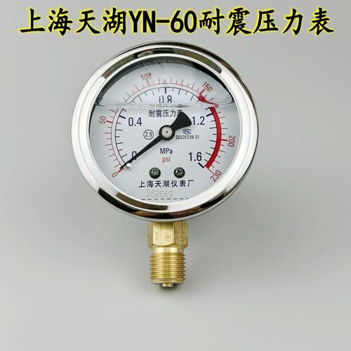 上海天湖YN60耐震压力表真空负压油压液压水压气压表抗震防震