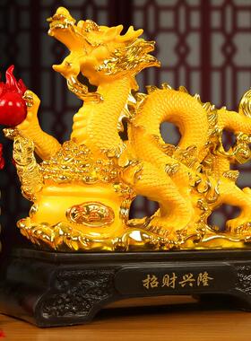 金色聚米盆龙摆件客厅酒柜电视玄关装饰品办公室店铺收银台摆设
