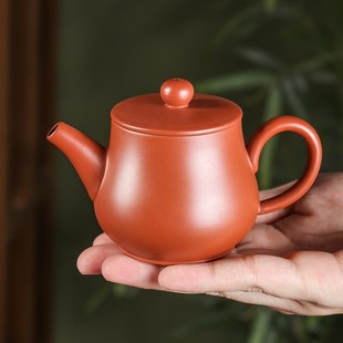 紫砂茶壶功夫茶 潮州手拉壶全手工朱泥宽r口易投茶炮嘴壶家用中式