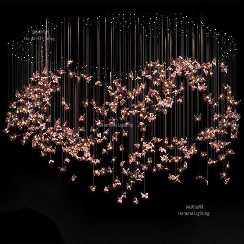 非标工程彩色蝴蝶玻璃吊灯售楼部酒店大堂别墅创意装饰吊灯