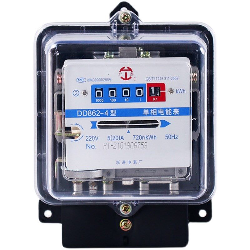 单相电表计度器220v家用老式出租房高精度机械式电度表DD862-4图片