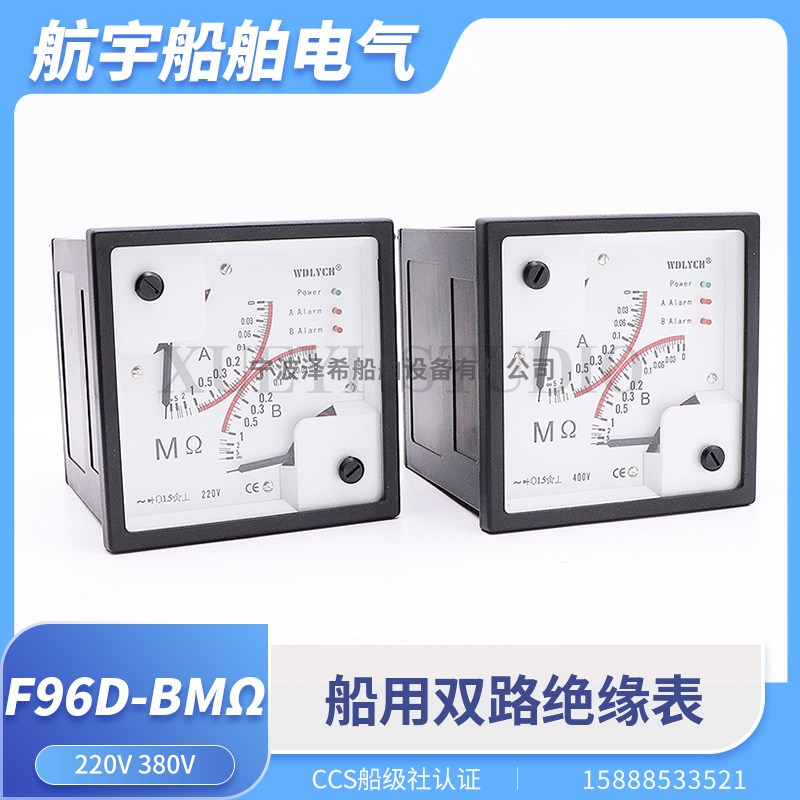 船用双路绝缘表F96D-BM绝缘电阻报警监测JDB-II兆欧表220V380V