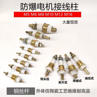 防爆电机接线柱YB2绝缘接线端子防爆双头丝接线柱M5-16独柱配件