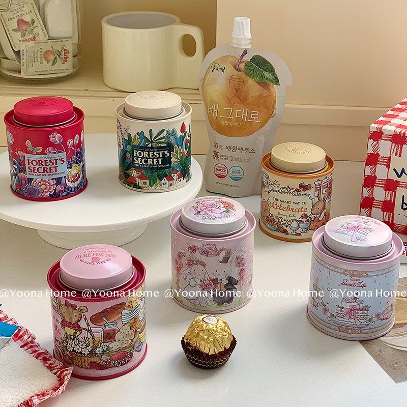 Yoona Home小兔子拱形双盖小号茶叶罐马口铁盒喜糖盒蜡烛罐喜茶罐