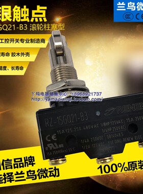 RENEW兰鸟 微动 RZ-15GQ21-B3  银触点 面板安装式 滚轮柱塞型