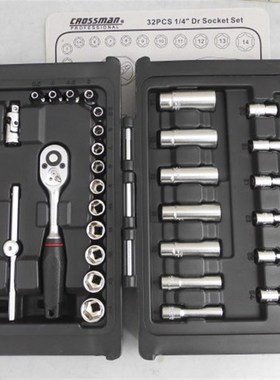 原装进口CROSSMAN美国十字牌套筒扳手32件套组合工具6.3小飞组套
