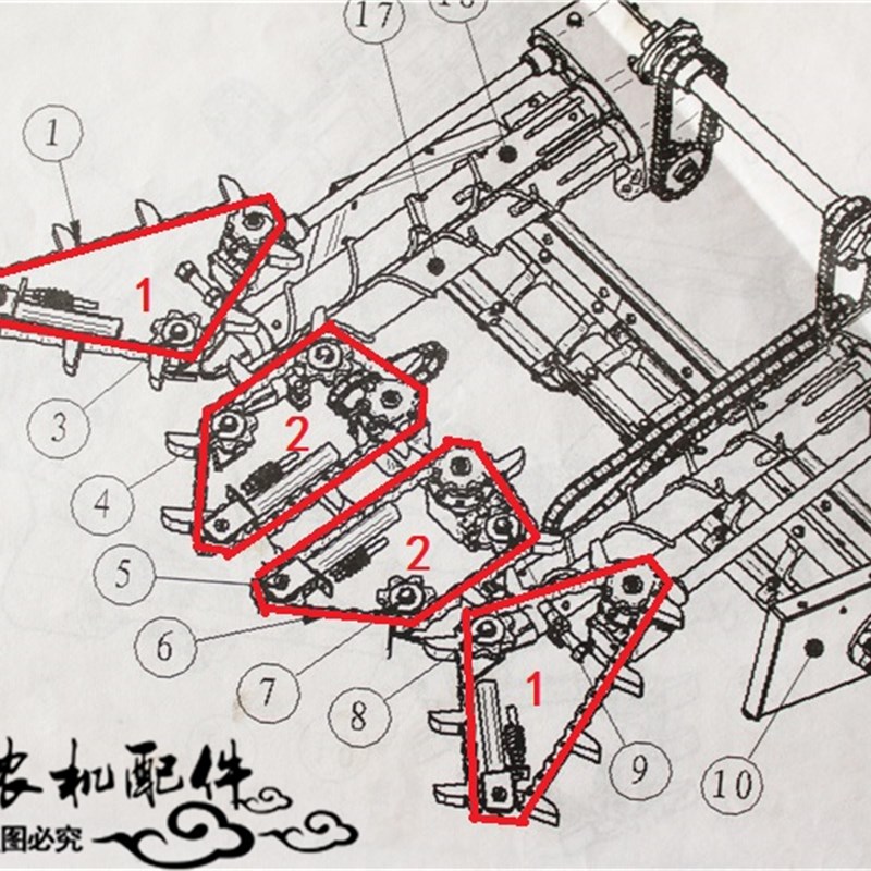 玉米收割机配件春雨两行三行雷沃割台喂入拨禾链总成P38链条