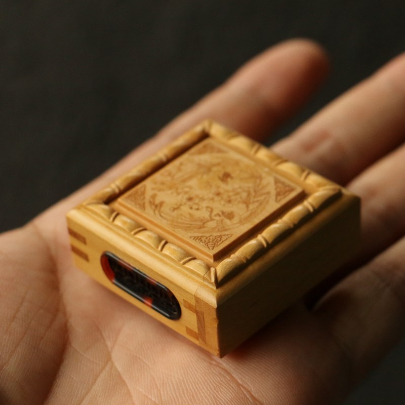 沪上海派张圣林精工制作榫卯结构黄杨木黄蛉盒掌中宝鸣虫器具收藏