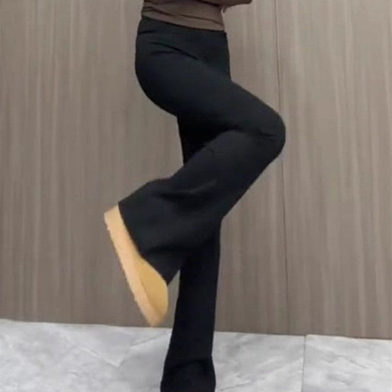 黑色裤子女2025新款夏季垂感高腰微喇裤女休闲西裤弹力显瘦喇叭裤