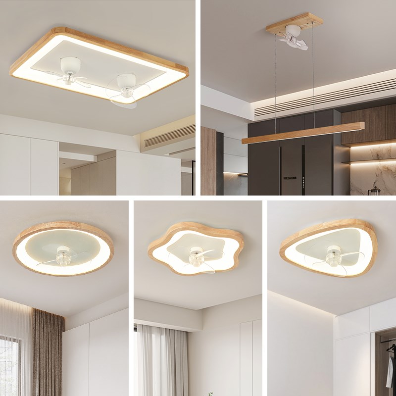北欧客厅灯风扇灯静音摇头卧室灯餐厅灯实木原木日式侘寂风吸顶灯