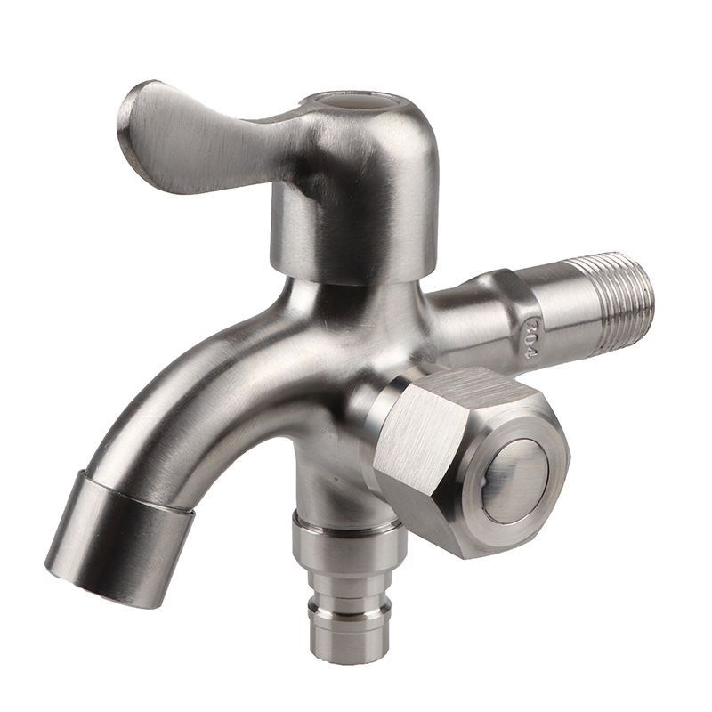 不锈钢双用洗衣机水龙头 一进二出多功能单冷拖把池入墙水龙头