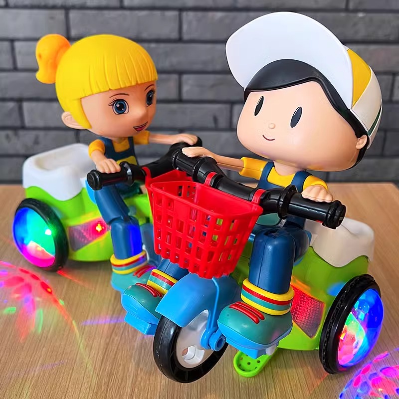 电动特技旋转大头三轮车婴儿玩具