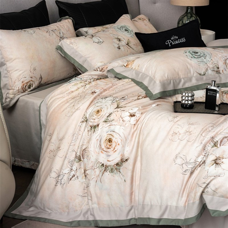 美式田园花卉印花100支臻棉磨毛四件套秋冬亲肤加厚床上用品