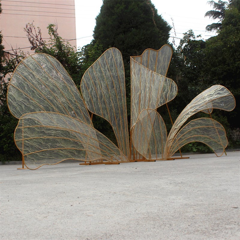 婚庆道具新款铁艺花瓣背景婚礼酒店舞台摆件室外婚礼装饰背景屏风
