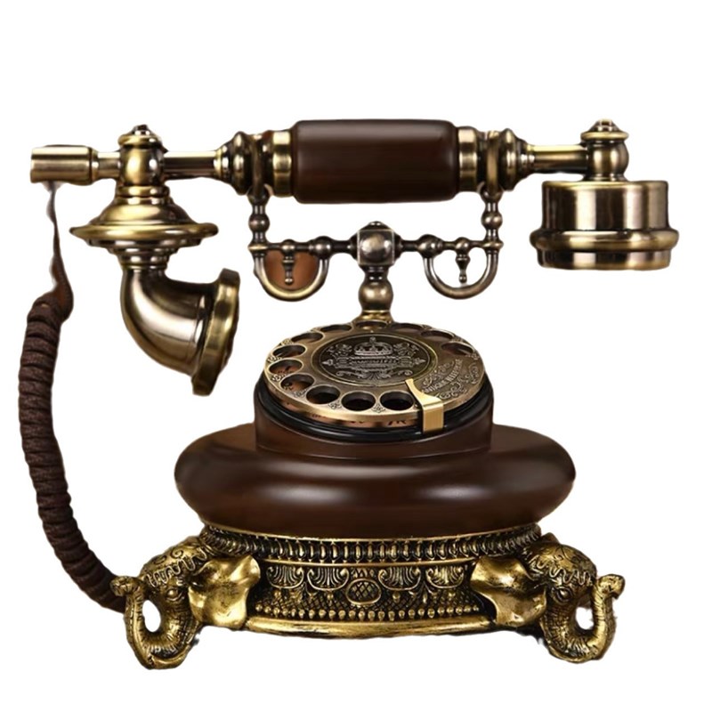 欧式复古转盘电话机有线家用仿古座机老式怀旧民国电话摆件道具