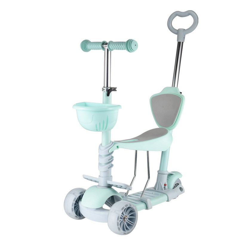 儿童三合一滑板车2-3-6岁宝宝滑滑车可坐闪光三轮摇摆滑板手推车