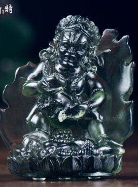 欧斯特 琉璃摆件黑财神中式 五姓财神家居装饰品摆设吉祥物特小号