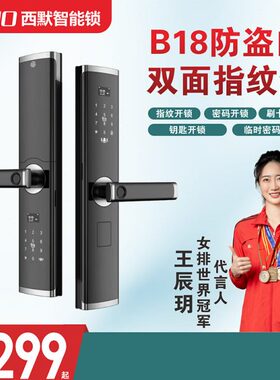 西默双面指纹锁智能门锁双面电子密码锁防盗门入户门霸王锁体B18