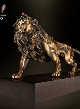 雅约铜狮子摆件雄狮老虎玄关客厅家居工艺品摆件