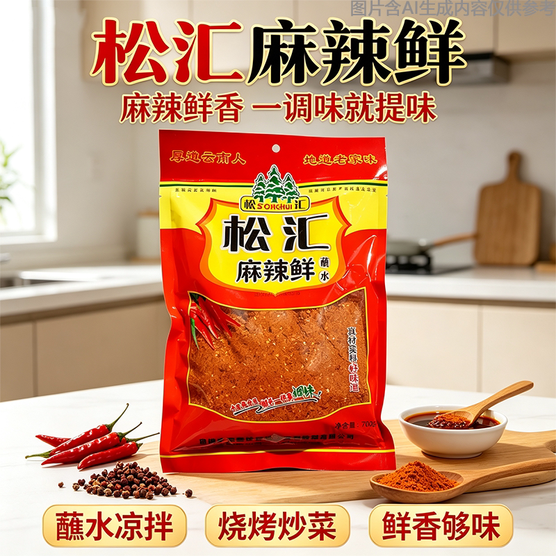 松汇蘸水配料烧烤调料麻辣香味炒菜鲜香够味大袋超值装辣椒面微辣