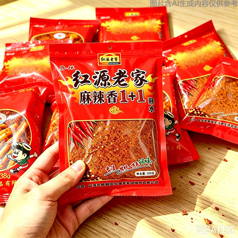 红源老家袋装蒜香香辣烧烤烤肉辣椒面蘸水调料加麻加辣酸辣调味