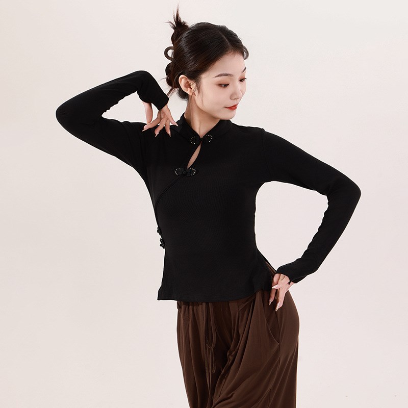 古典舞练功服旗袍上衣秋冬显瘦现代舞蹈服装中国舞形体Z训练服修
