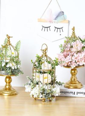 北欧铁艺烛台复古婚庆摆台家居桌面玄关创意工艺品装饰摆件摆饰