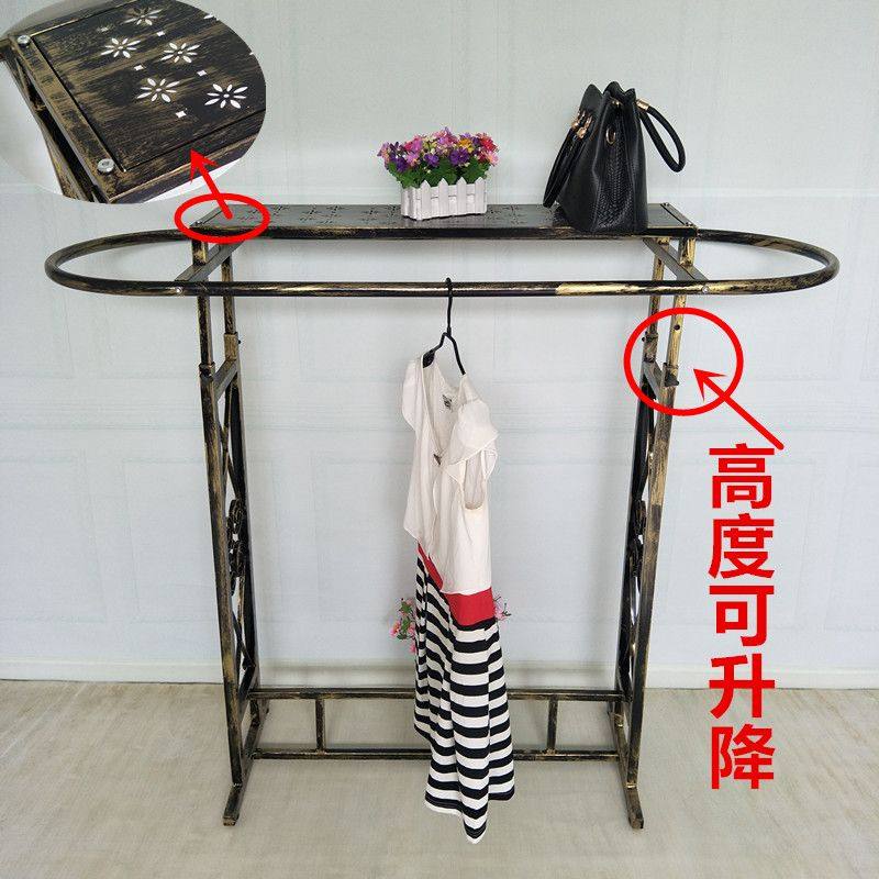 铁艺服装店展示架中岛落地式货架女童装店挂衣架单双杠椭圆形架子