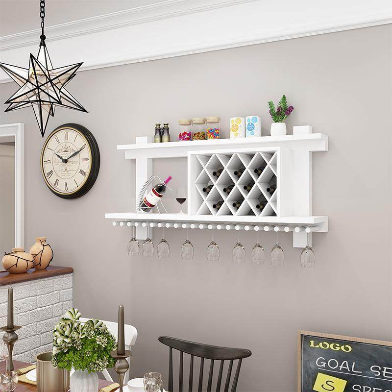 实木酒架壁挂墙上红酒家用墙壁美式现代简约餐厅置物架壁挂式酒柜