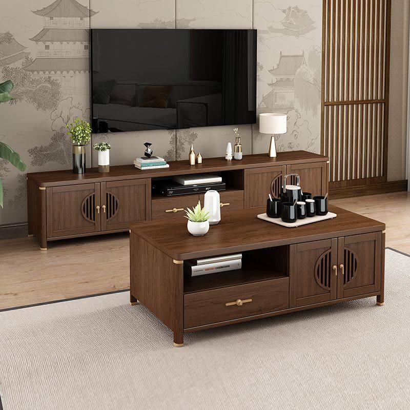 新中式电视柜地柜储物柜电视机柜现代简约小户型实木地柜矮柜客厅