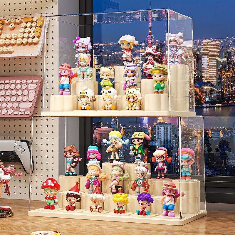 玩偶透明收纳盒泡泡玛特展示盒透明加厚吧唧挂件盒子积木堆叠底座
