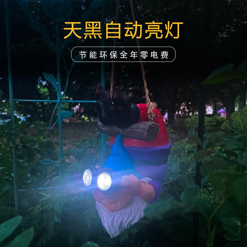 创意精灵太阳能灯挂件花园别墅庭院装饰户外阳台造景树脂工艺摆件