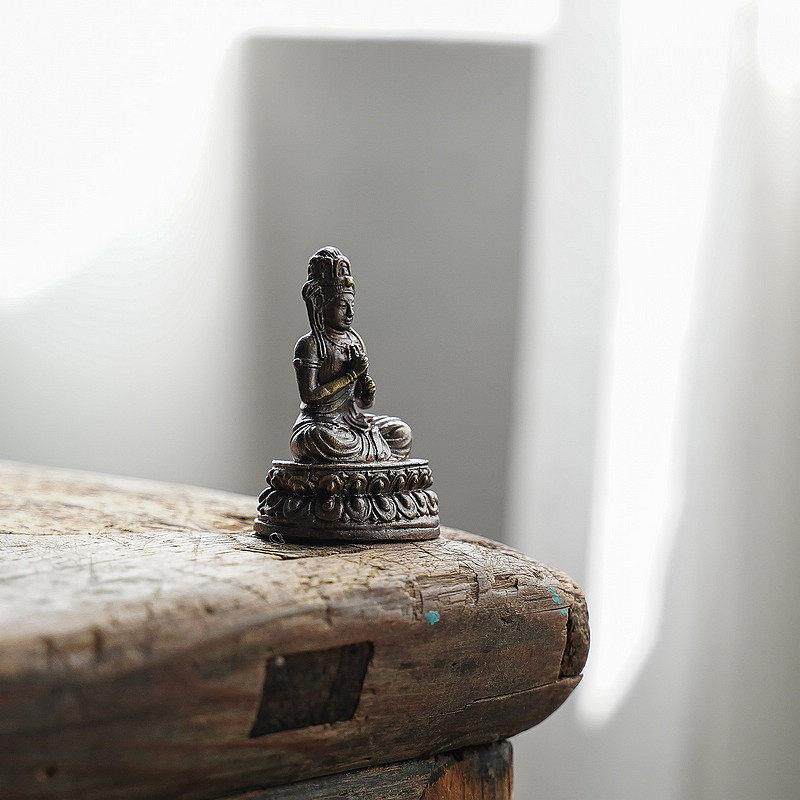 大日如来 进口黄铜佛像随身佛生肖羊年猴年桌面摆件祝福供奉车头