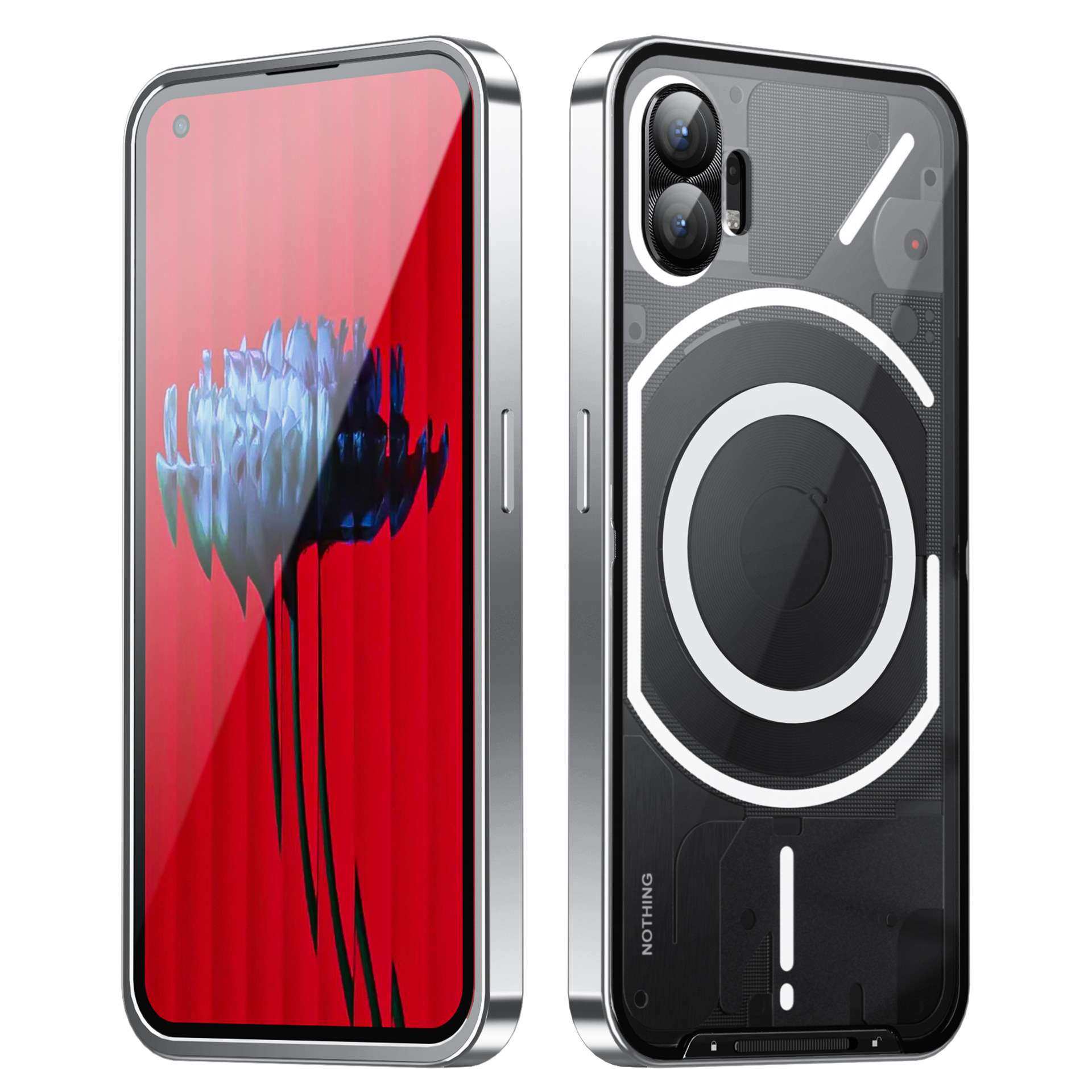 适用Nothing phone1金属边框+磨砂亚克力磁吸背板手机保护套魔盾