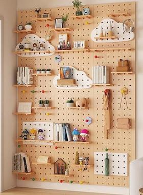 洞洞板入户玄关墙上置物架隔板挂板收纳架墙面墙壁展示架