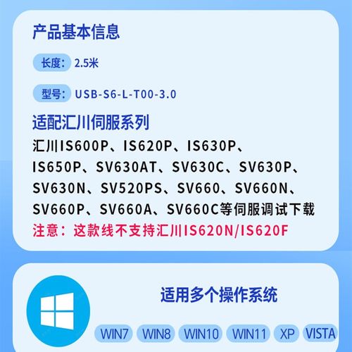 适用汇川伺服调试线IS620P/SV660N/630P通讯下载USB-S6-L-T00-3.0
