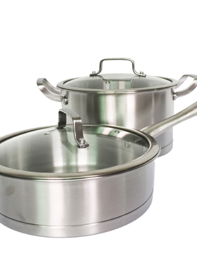 现代不锈钢汤锅煎锅样板房间厨房摆件装饰品橱柜锅具展厅饰品组合