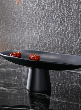 简约现代样板房陶瓷高脚水果盘售楼处家居客厅电视柜茶几收纳托盘