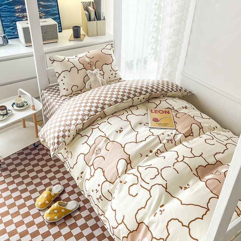 学生宿舍六件套冬季印花被套被子一整套西高地单人床上用品上下铺