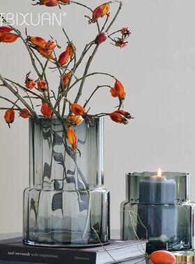 现代简约玻璃花瓶摆件 手工出口玻璃花瓶餐厅客厅卧室桌面装饰品
