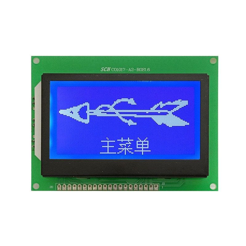 3.2寸lcd点阵屏12864液晶屏COG显示模块蓝底白字lcm显示屏SPI串口