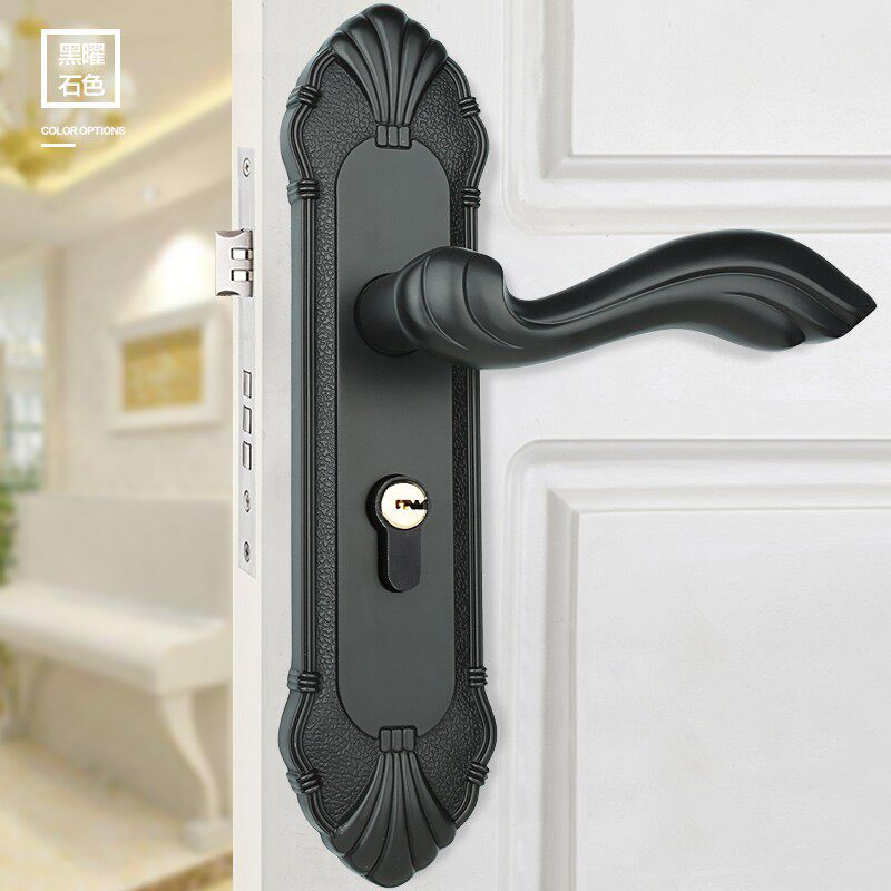 室内卧室房门锁 简约执手锁具木门锁套装压把手锁三件套欧式门锁