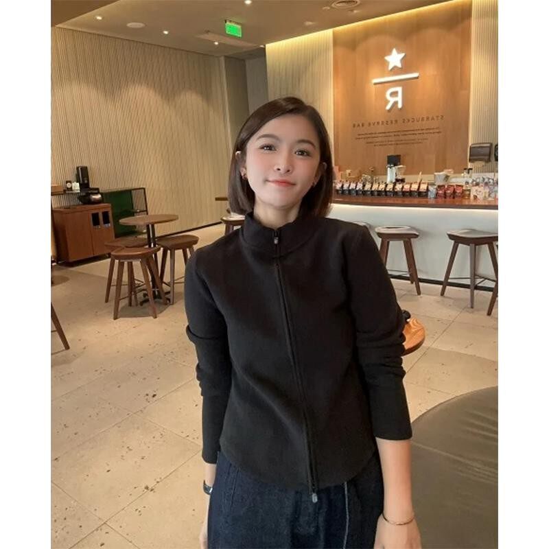 摇0粒绒立领卫衣女款24秋冬小新款爆款修身显瘦个2GL10134-子夹克